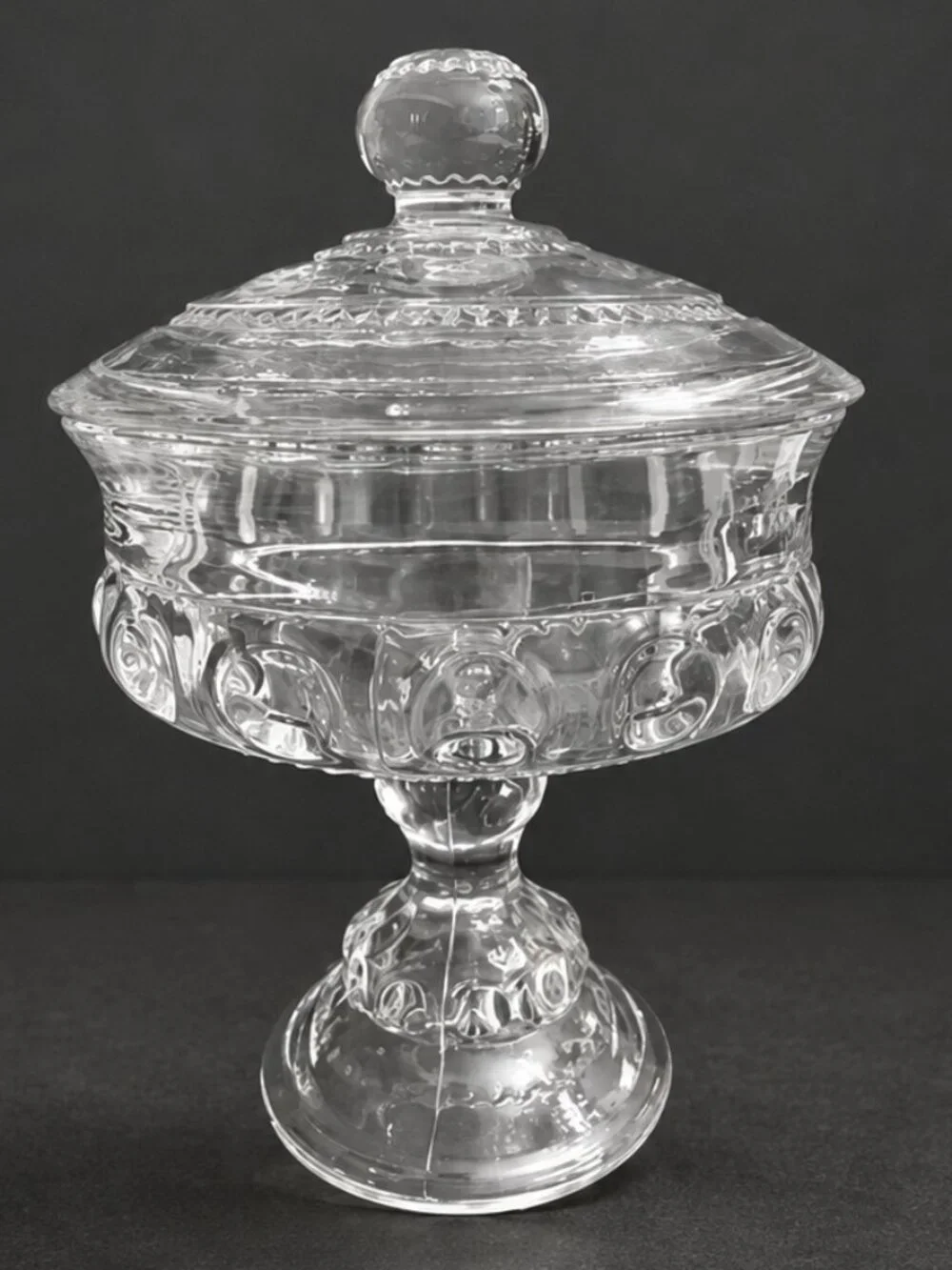Vintage Indiana Clear Pressed Glass Lidded Pedestal Candy Dish Compote 7.5